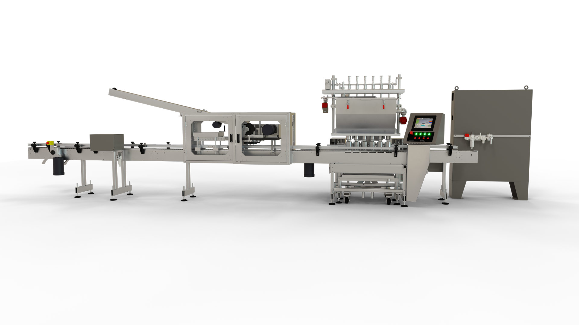 6 Head Automatic Liquid Filler with Linear Transfer and High Speed Lid Placer and Closer